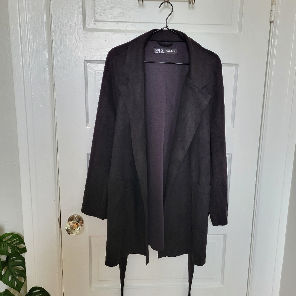 ZARA faux suade belted jacket